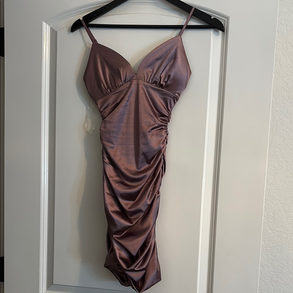 Emerald Sundae Satin Mauve Prom Dress